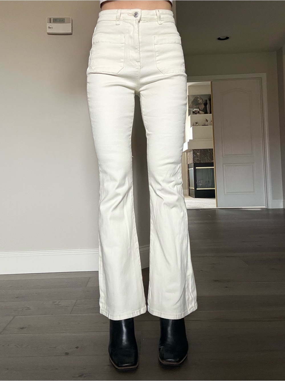 Chelsea & Violet High-Rise White Flare Jeans